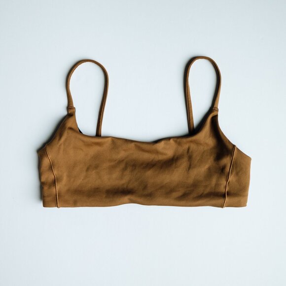 Left On Friday Pool Days Top Tan Lines Brown Scoop Front, A-C Cup - Size Small - Picture 2 of 11